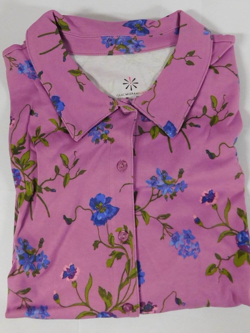 ISACC MIZRAHI LIVE Purple Soft Button Down Shirt Top 3X New Wild Mauve